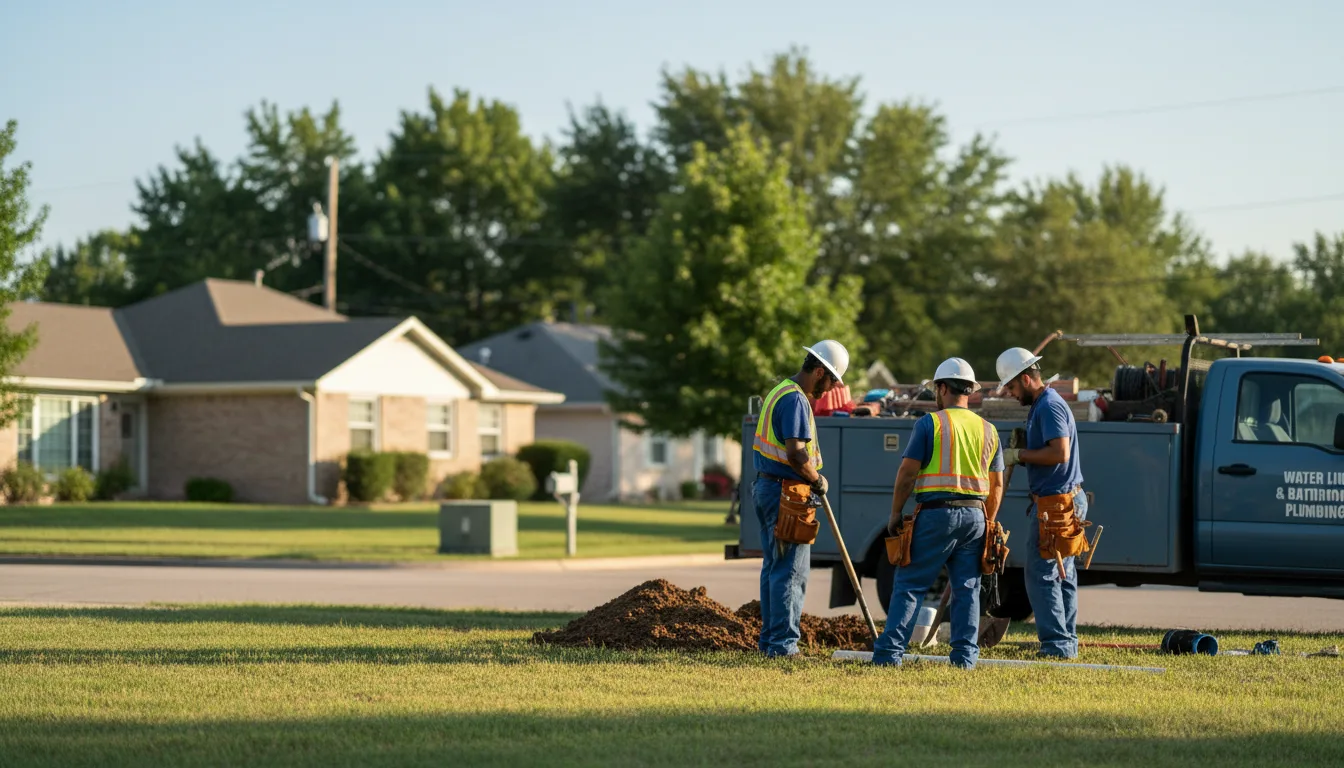 Residential water line and bathroom plumbing service in Arkoma, OK
